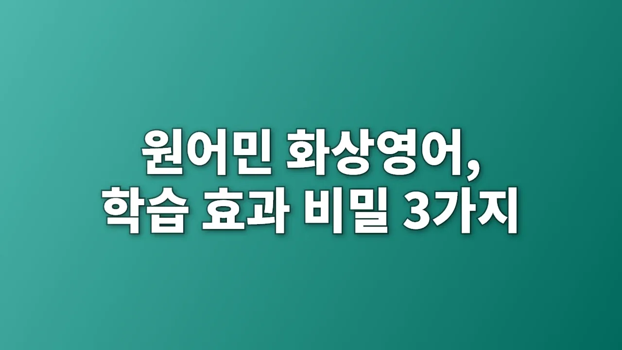 원어민 화상영어, 학습 효과 비밀 3가지